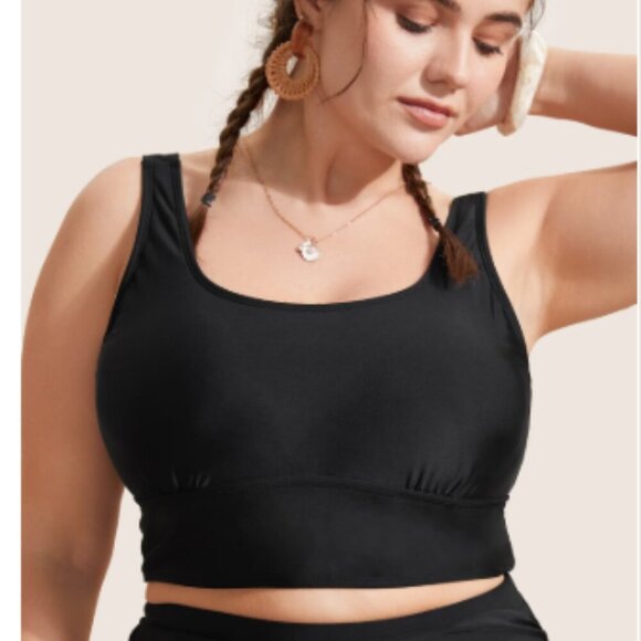 BloomChic Other - BloomChic Solid Square Neck Adjustable Straps Swim Top